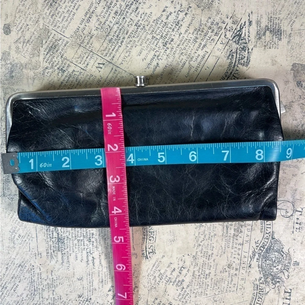 HOBO Lauren Black Leather Clutch Wallet Phone Organizer Vintage Style